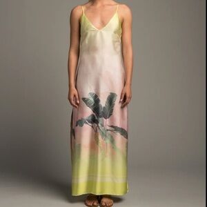Le Superbe- NWT Tropical Ombré Calypso Slip Silk Maxi Dress